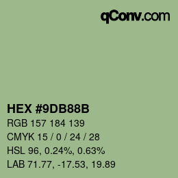 Código de color: HEX #9DB88B | qconv.com