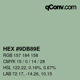 颜色代码: HEX #9DB89E | qconv.com