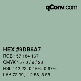颜色代码: HEX #9DB8A7 | qconv.com