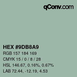 Farbcode: HEX #9DB8A9 | qconv.com