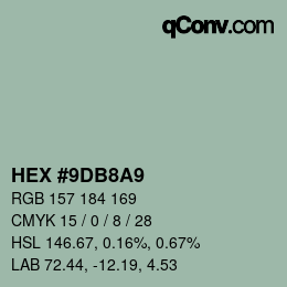 Código de color: HEX #9DB8A9 | qconv.com