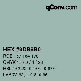 Código de color: HEX #9DB8B0 | qconv.com