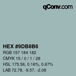 Farbcode: HEX #9DB8B6 | qconv.com