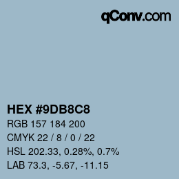 Farbcode: HEX #9DB8C8 | qconv.com
