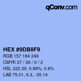 カラーコード: HEX #9DB8F9 | qconv.com