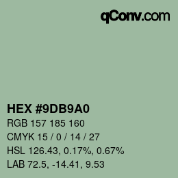 颜色代码: HEX #9DB9A0 | qconv.com
