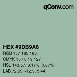 颜色代码: HEX #9DB9A8 | qconv.com