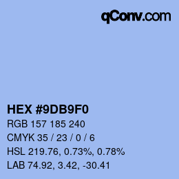 Color code: HEX #9DB9F0 | qconv.com