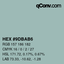 Color code: HEX #9DBAB6 | qconv.com