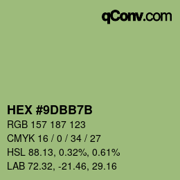 カラーコード: HEX #9DBB7B | qconv.com