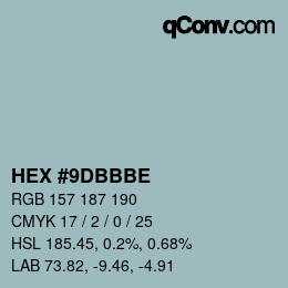 カラーコード: HEX #9DBBBE | qconv.com
