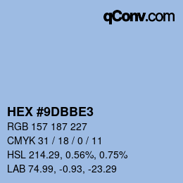 颜色代码: HEX #9DBBE3 | qconv.com