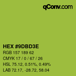 Color code: HEX #9DBD3E | qconv.com