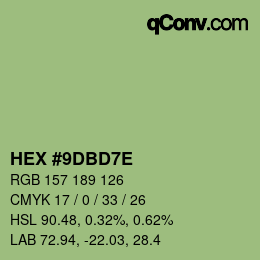 Farbcode: HEX #9DBD7E | qconv.com