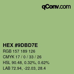 Color code: HEX #9DBD7E | qconv.com