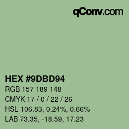 Farbcode: HEX #9DBD94 | qconv.com