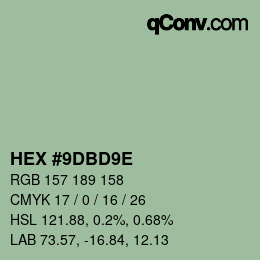 Color code: HEX #9DBD9E | qconv.com