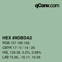 カラーコード: HEX #9DBDA2 | qconv.com