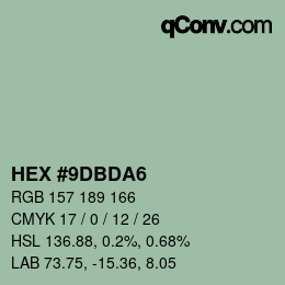 カラーコード: HEX #9DBDA6 | qconv.com