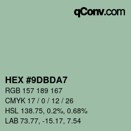 カラーコード: HEX #9DBDA7 | qconv.com