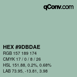 Color code: HEX #9DBDAE | qconv.com
