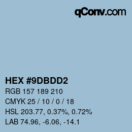 颜色代码: HEX #9DBDD2 | qconv.com