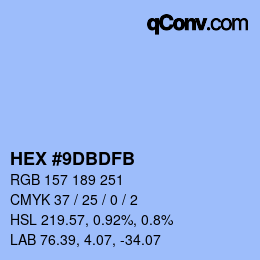 カラーコード: HEX #9DBDFB | qconv.com