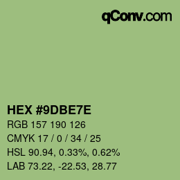 カラーコード: HEX #9DBE7E | qconv.com