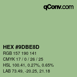 Color code: HEX #9DBE8D | qconv.com