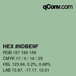 颜色代码: HEX #9DBE9F | qconv.com