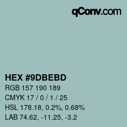 Color code: HEX #9DBEBD | qconv.com