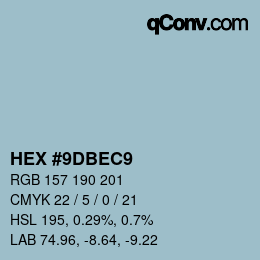 颜色代码: HEX #9DBEC9 | qconv.com