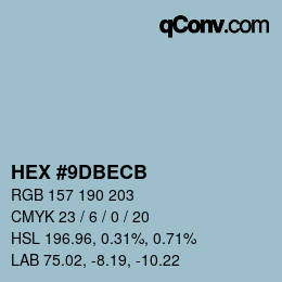 Color code: HEX #9DBECB | qconv.com