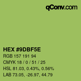 Farbcode: HEX #9DBF5E | qconv.com