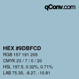 颜色代码: HEX #9DBFCD | qconv.com