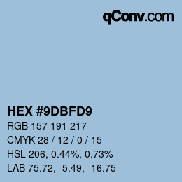 颜色代码: HEX #9DBFD9 | qconv.com