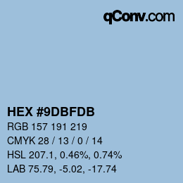 カラーコード: HEX #9DBFDB | qconv.com
