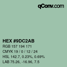 Color code: HEX #9DC2AB | qconv.com