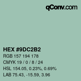 カラーコード: HEX #9DC2B2 | qconv.com