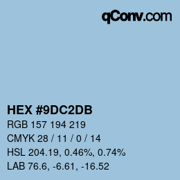 カラーコード: HEX #9DC2DB | qconv.com
