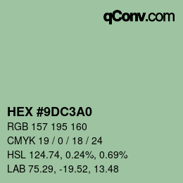 颜色代码: HEX #9DC3A0 | qconv.com