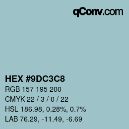 Farbcode: HEX #9DC3C8 | qconv.com