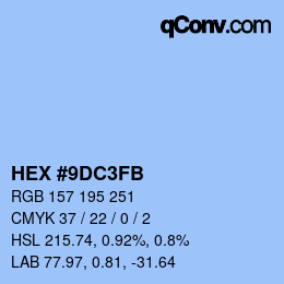 カラーコード: HEX #9DC3FB | qconv.com