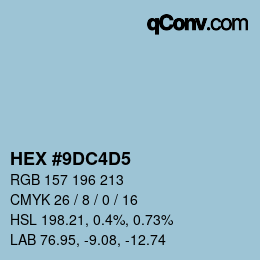 カラーコード: HEX #9DC4D5 | qconv.com