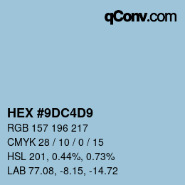 颜色代码: HEX #9DC4D9 | qconv.com
