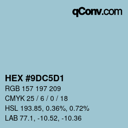 カラーコード: HEX #9DC5D1 | qconv.com