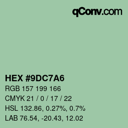 Código de color: HEX #9DC7A6 | qconv.com