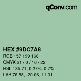 カラーコード: HEX #9DC7A8 | qconv.com
