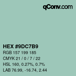 カラーコード: HEX #9DC7B9 | qconv.com