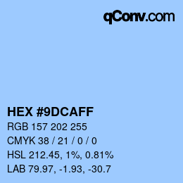 颜色代码: HEX #9DCAFF | qconv.com